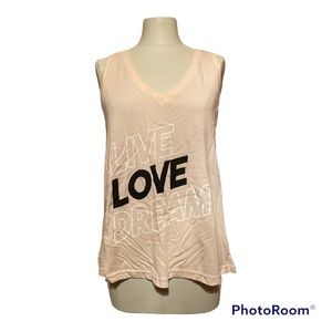 Xhiliration Womens Large Peach poly blend Tank Top Live Love Dream
